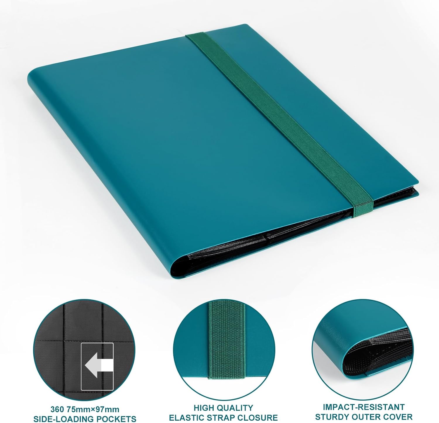 GEAoffice Carpeta de tarjetas, carpeta de álbum de tarjetas intercambiables de 9 bolsillos, carpeta de 360 bolsillos laterales para tarjetas TCG,