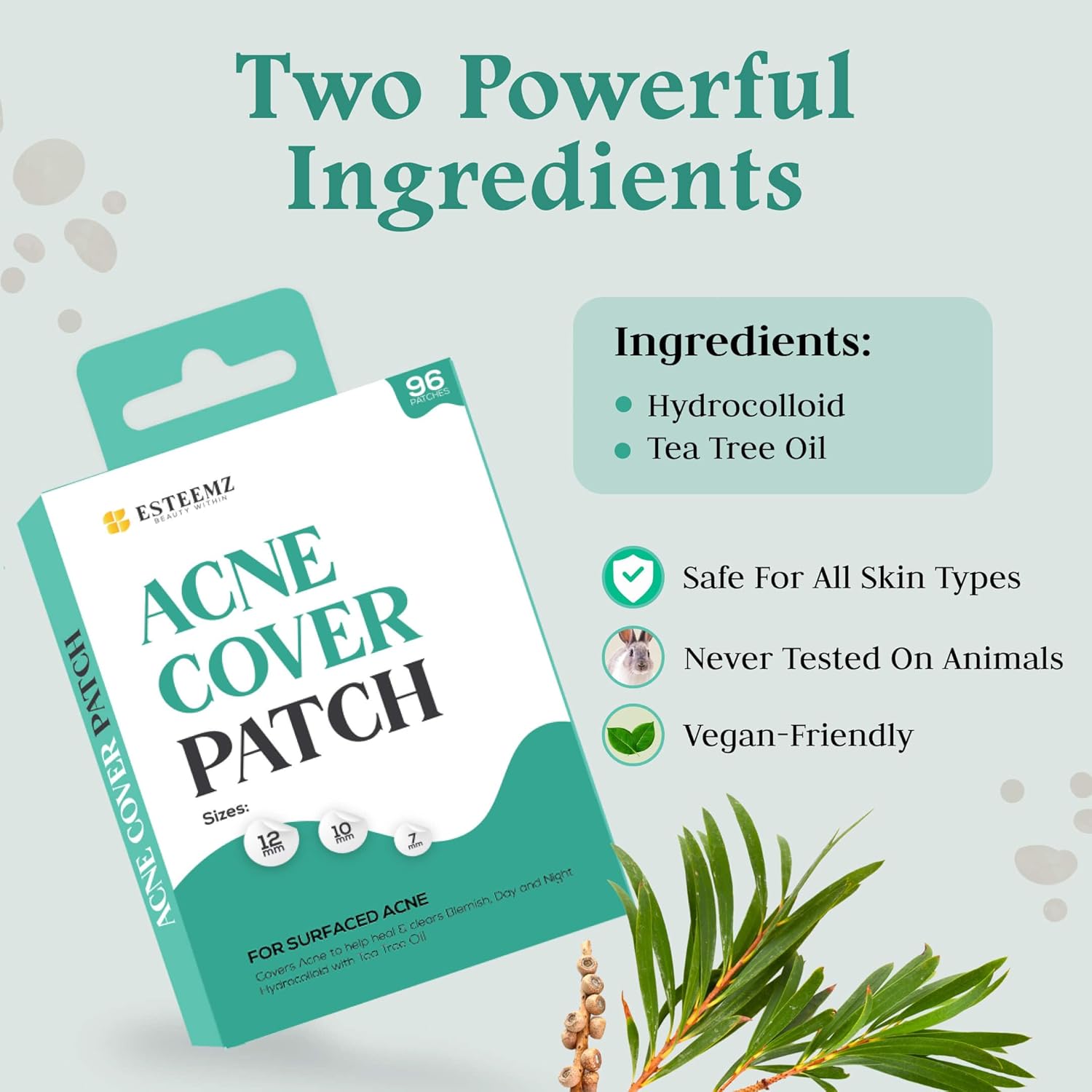 Advance – Parches invisibles para espinillas para la cara (paquete de 96), parche hidrocoloide con aceite de árbol de té, parches hidrocoloides para