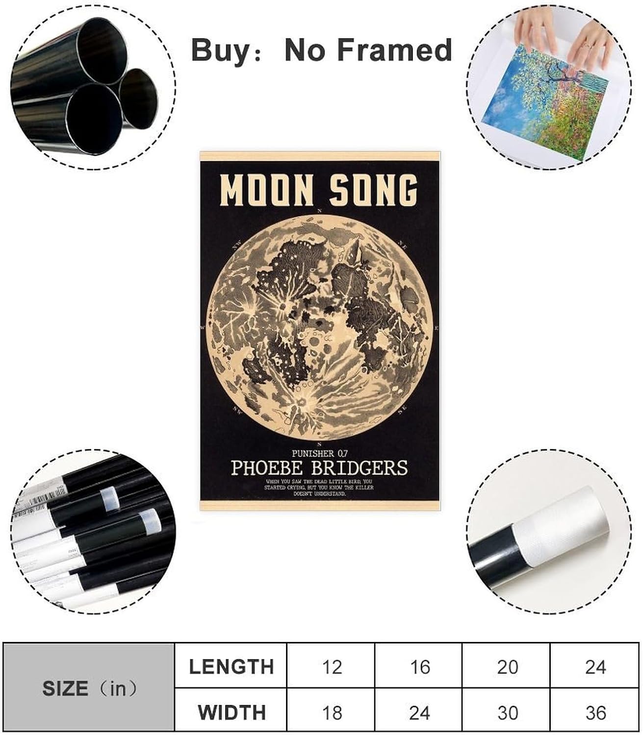 Phoebe Bridgers – Póster musical de canción de luna, lienzo y arte de pared, impresión moderna de decoración de dormitorio familiar, sin marco,