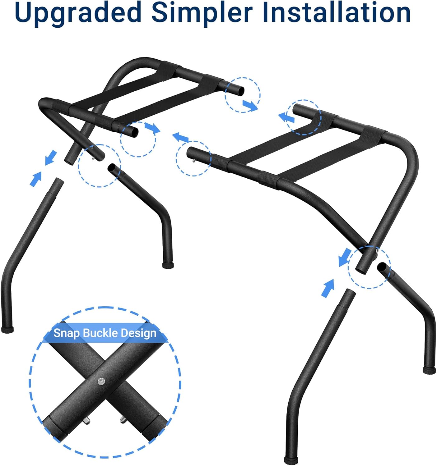 Jsluiiys Portaequipajes, paquete de 2, soporte plegable para maleta, soporte de equipaje plegable tipo X, soporte de equipaje negro resistente,