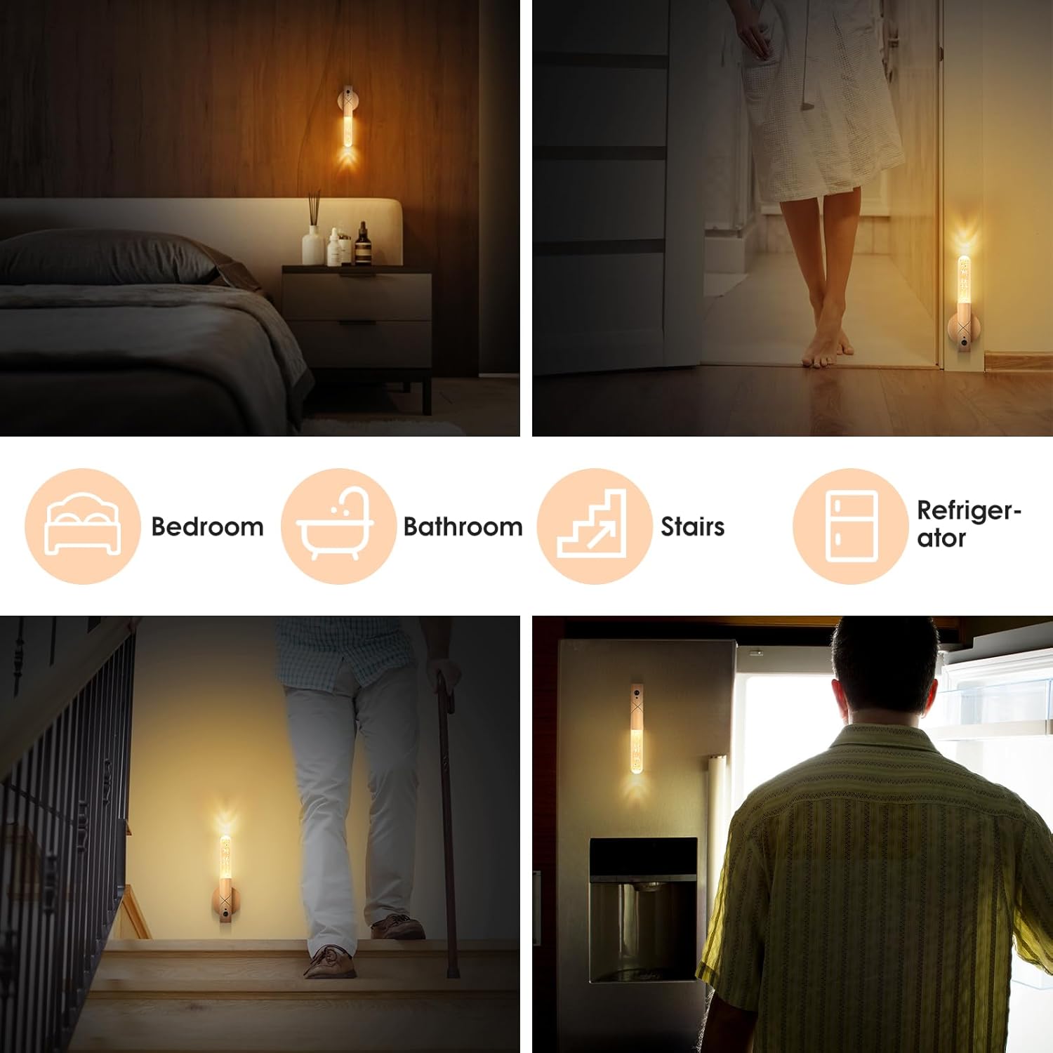 Luz nocturna con sensor de movimiento, batería recargable, sensor de cuerpo, luz nocturna de encendidoapagado automático, aplique de pared magnético