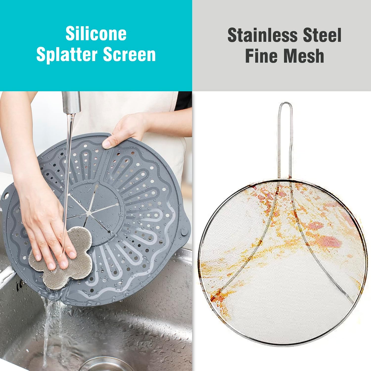Pantalla de silicona contra salpicaduras para sartén de 10, 11 y 12 pulgadas, protector contra salpicaduras plegable, protector contra salpicaduras