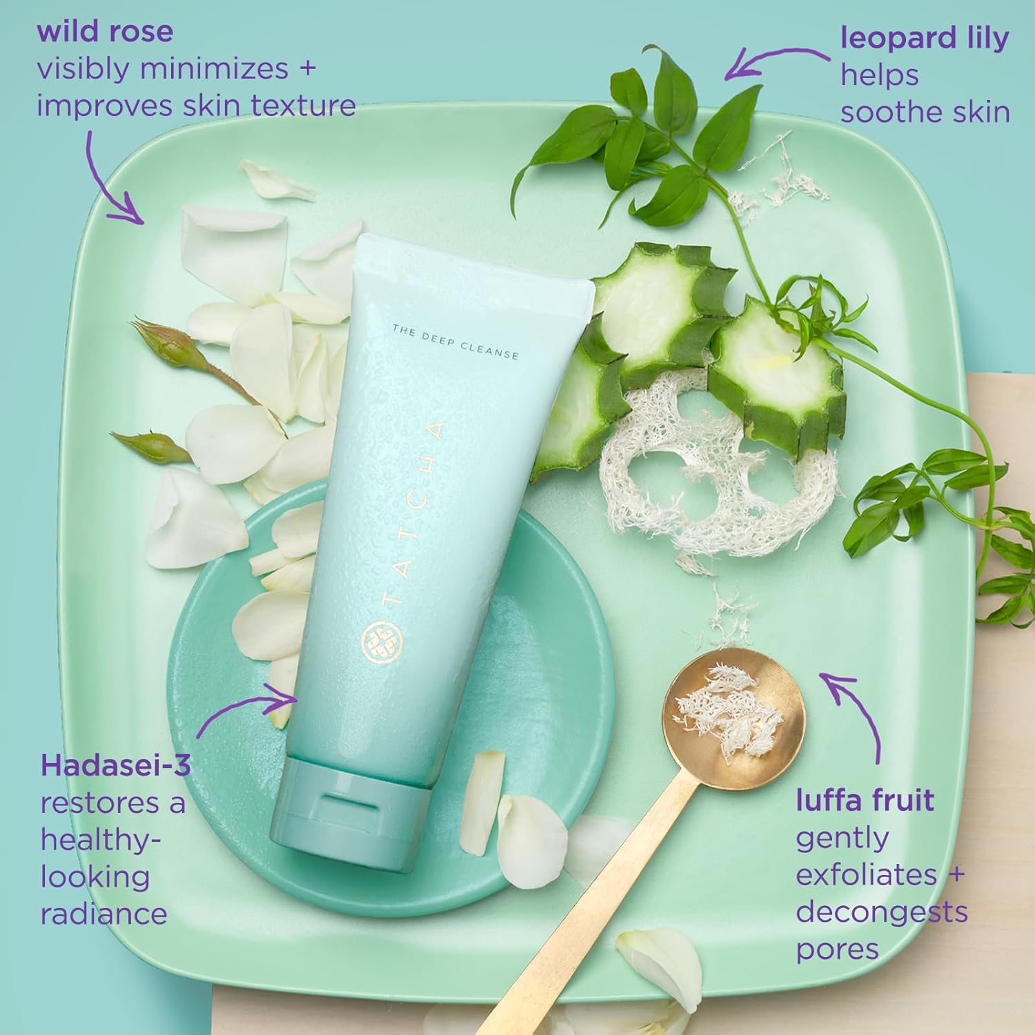 TATCHA The Deep Cleanse  Limpiador exfoliante profundo y suave, levanta la suciedad, minimiza el exceso de aceite, desatasca y aprieta los poros