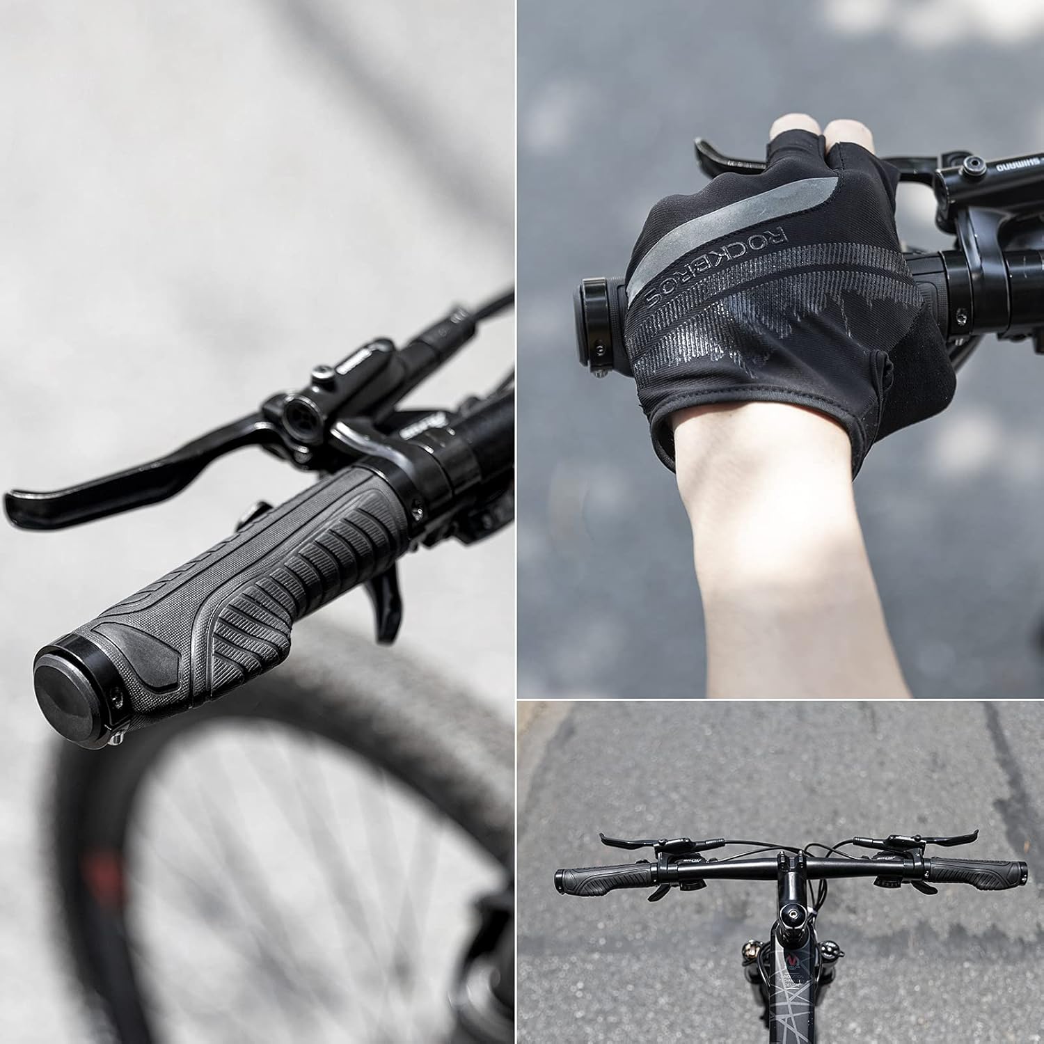ROCKBROS Empuñaduras de bicicleta de montaña, empuñaduras para manillar de bicicleta, doble abrazadera de aluminio para MTB BMX, extremos de barra
