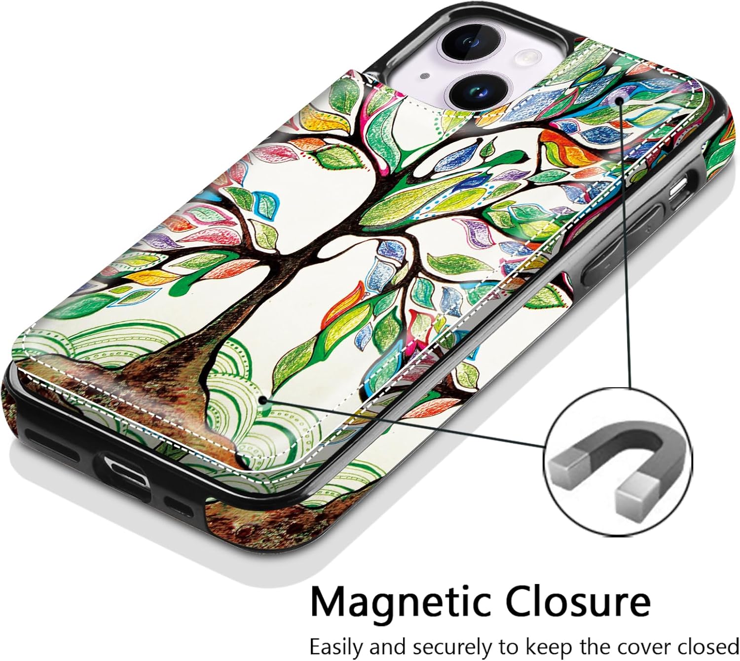Funda para iPhone 13, funda protectora para iPhone 14, delgada y ligera de cuero de primera calidad con ranuras para tarjetas, a prueba de golpes,