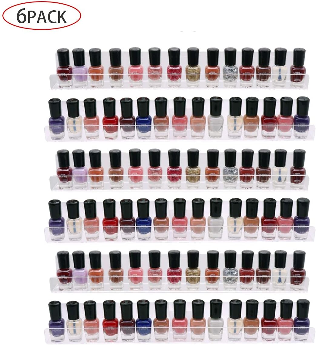 Estante de esmalte de uñas para pared, organizador de esmalte de uñas transparente montado en la pared, estante de esmalte de uñas acrílico paquete