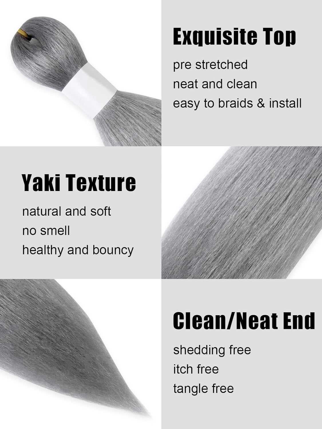 Cabello trenzado preestirado de 10 pulgadas, 6 paquetes de cabello trenzado profesional suave, trenzas de ganchillo de textura recta, fibra