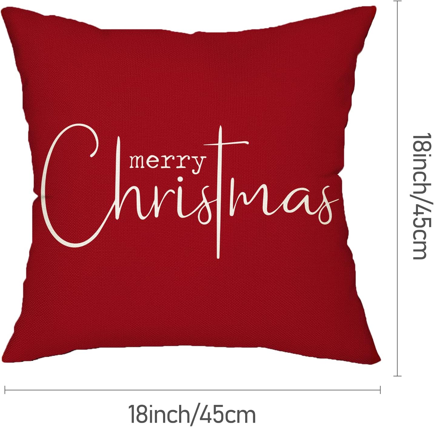 Fundas de almohada navideñas con texto en inglés Merry Christmas, decorativas, de tela de algodón, color rojo, de lino, funda de almohada para sofá,