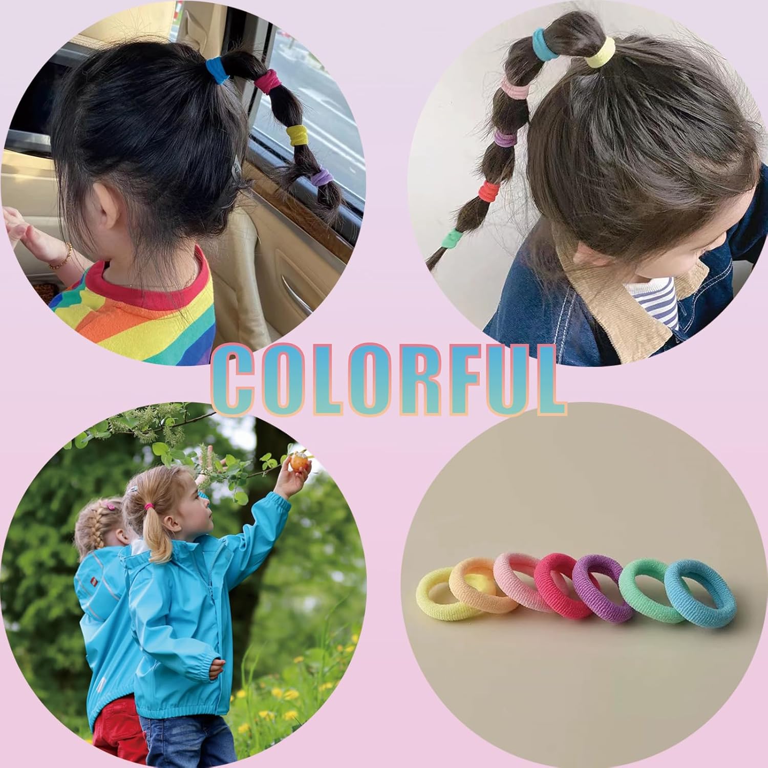 SRIVIJA 100 ligas para el pelo de bebé y niños pequeños, mini bandas para el pelo de bebé, bandas suaves y sin costuras, soportes elásticos para