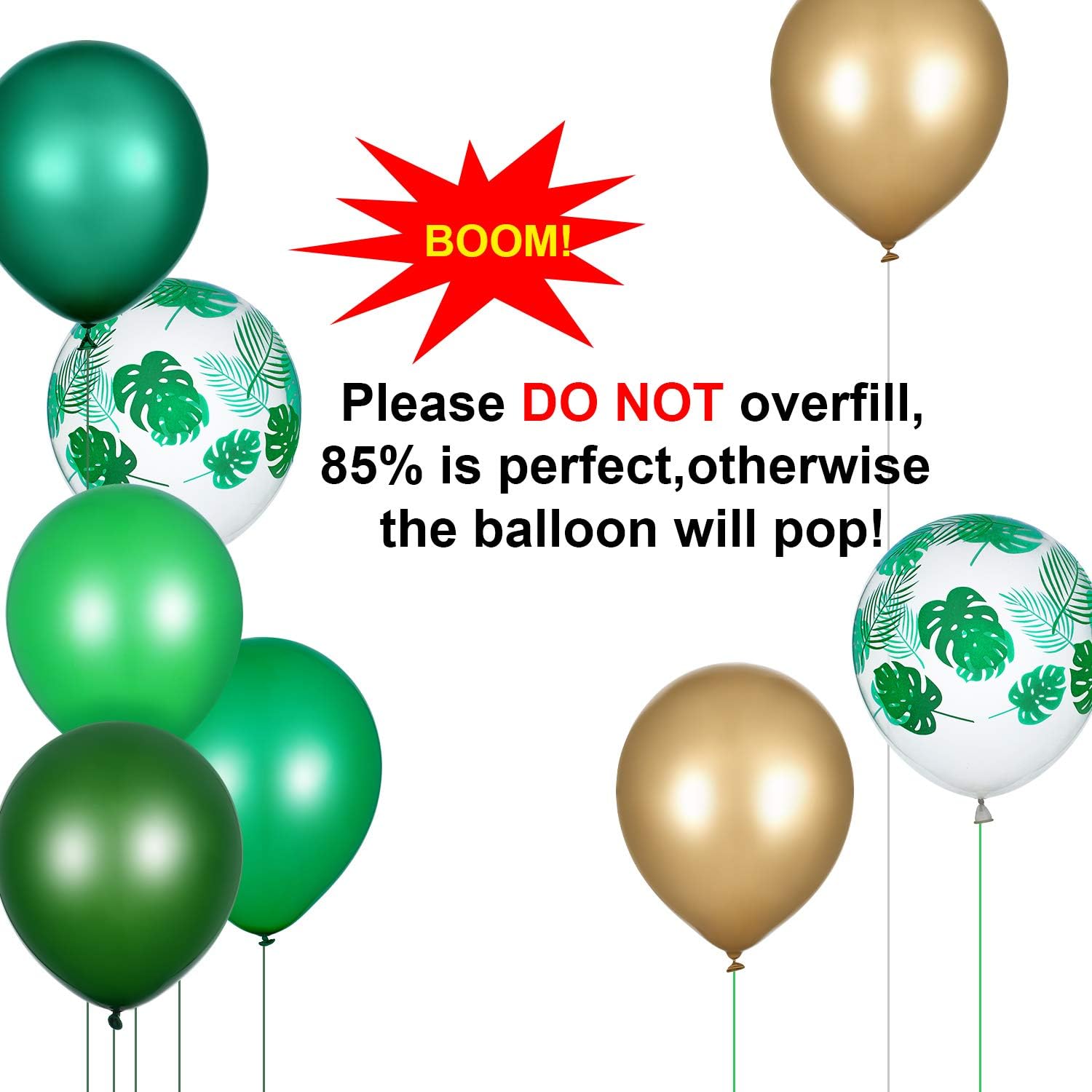 80 globos temáticos de safari en la selva, globos de hojas de palma, globos cromados metálicos, globos de látex verde para cumpleaños, suministros