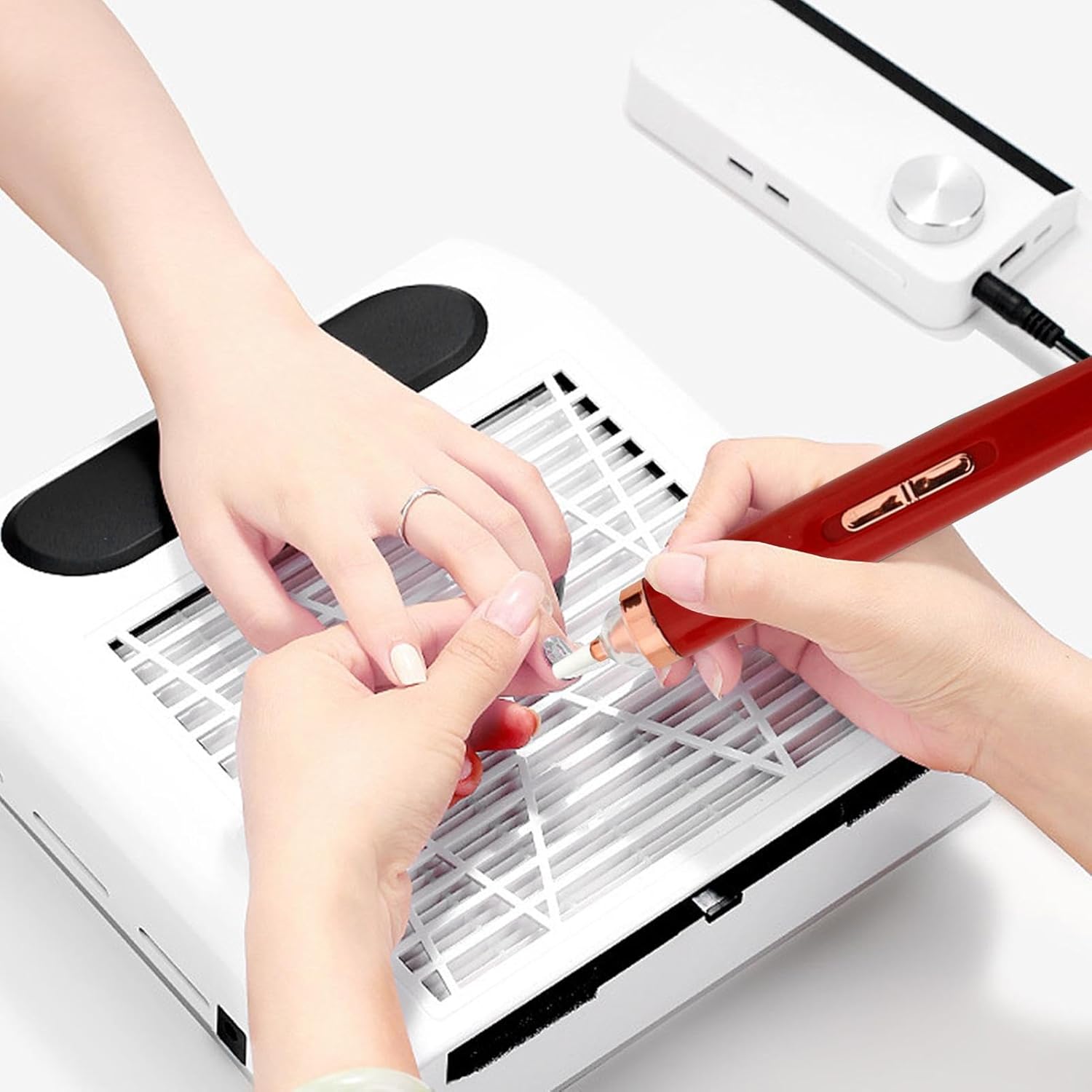 SCOOVY Lima de uñas eléctrica, taladro de uñas inalámbrico de 2 velocidades, taladro eléctrico profesional de manicura, 5 cabezales intercambiables,