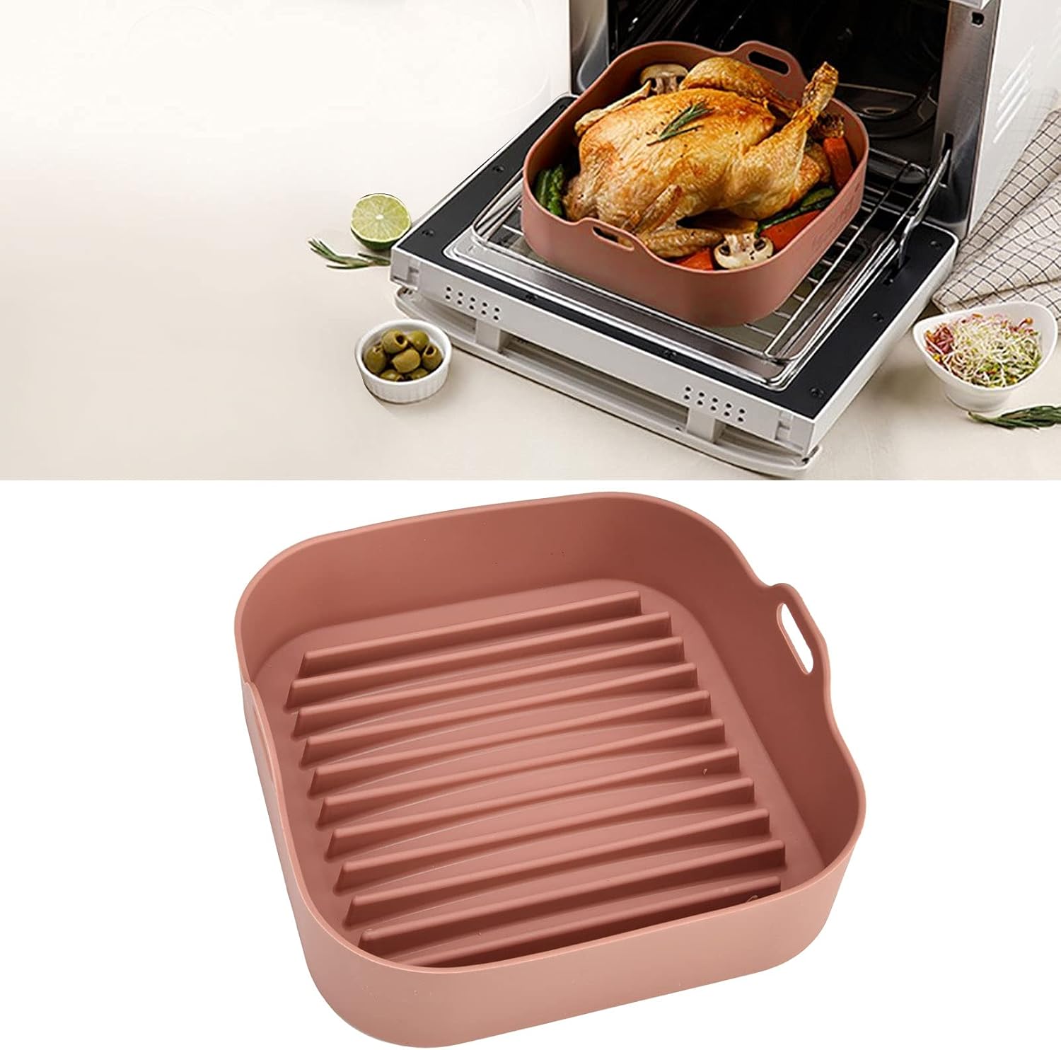 Olla de silicona para freidora de aire, accesorio para freidora eléctrica, accesorios para horno de freidora de aire de 10 pulgadas, cuenco de