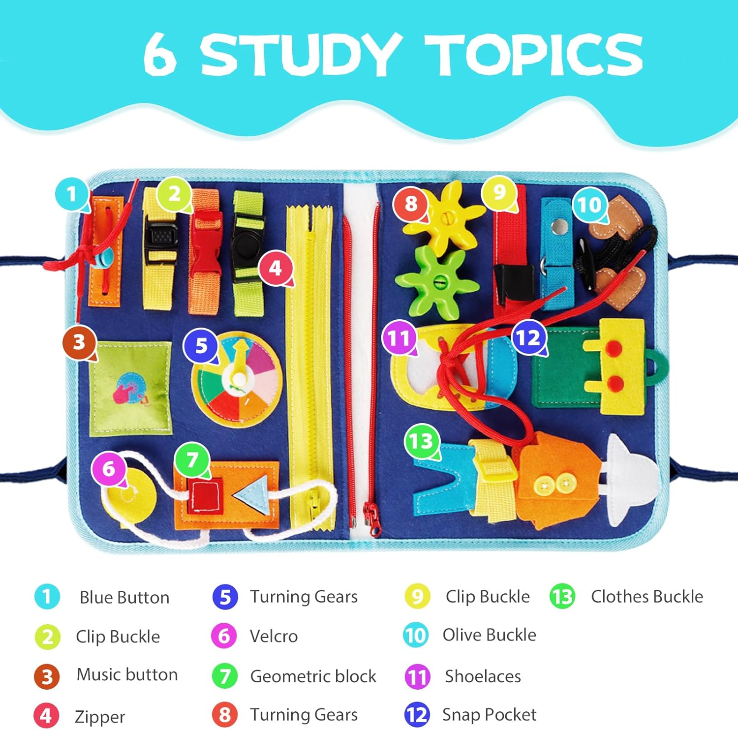 DICTAMNI Juguetes de mesa para niños de 1, 2, 3, 4 años, juguetes educativos sensoriales, tablero sensorial con hebillas, actividades educativas