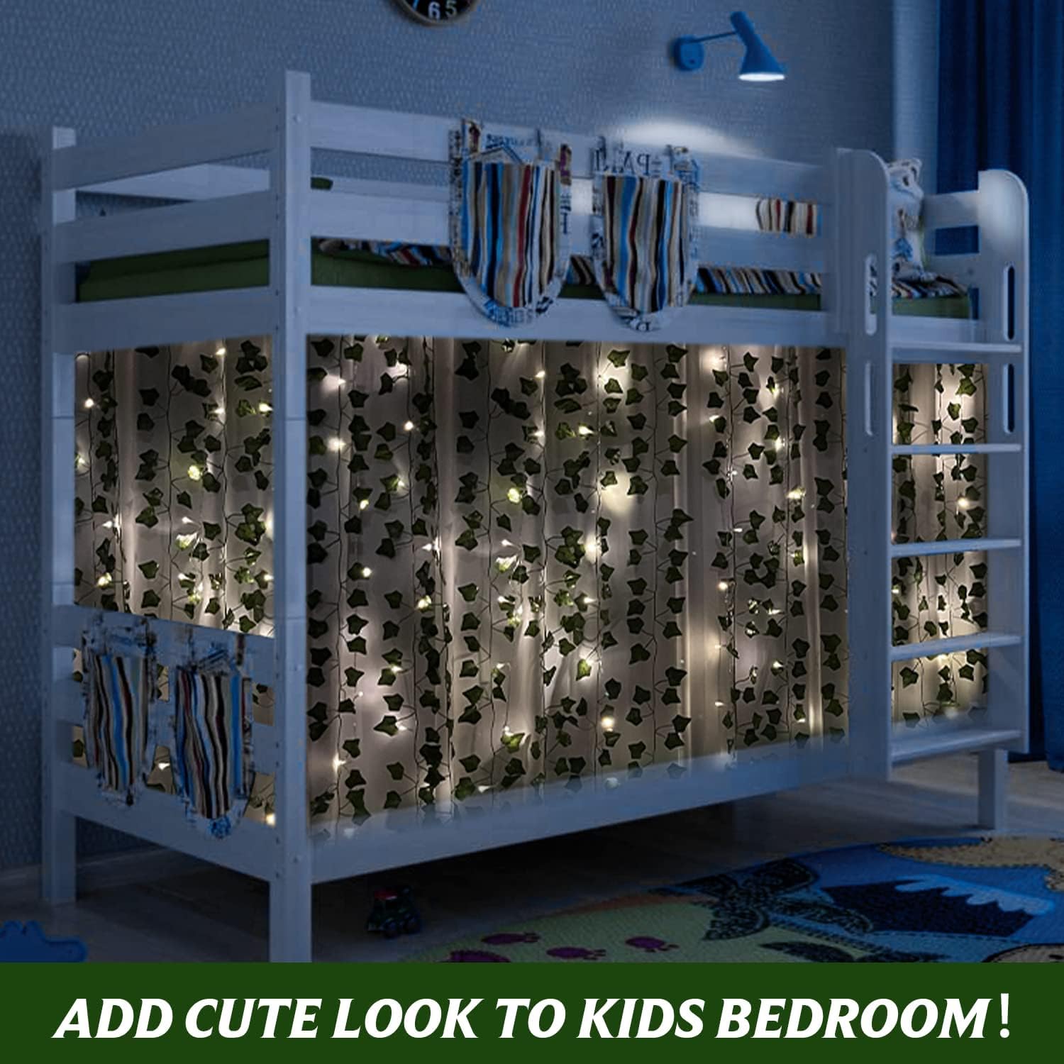 BLEUM CADE 20 hebras de enredaderas falsas de 140 pies para dormitorio con cadena de luces de 66 pies, lindas enredaderas artificiales colgantes con