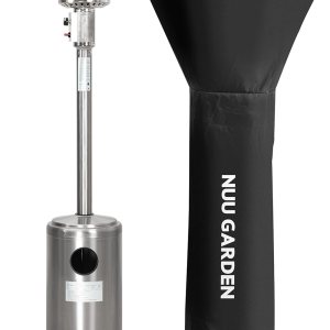 Nuu Garden Calentador de propano para exteriores, calentador de gas de 46,000 BTU para exteriores con ruedas, quemador de acero inoxidable con Nuu Garden Calentador de propano para exteriores, calentador de gas de 46,000 BTU para exteriores con ruedas, quemador de acero inoxidable con