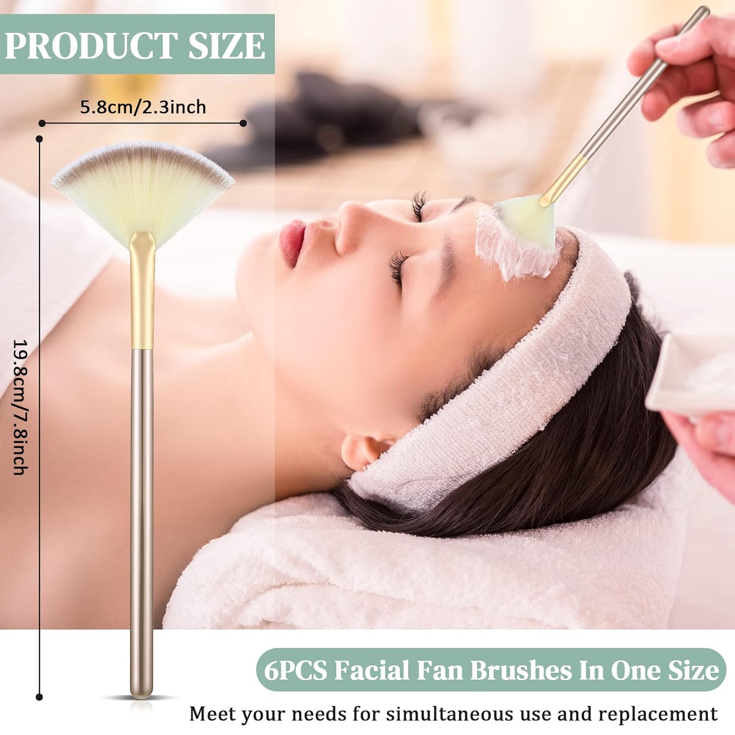 Maitys 6 pinceles faciales para máscara de abanico, herramientas de cepillo aplicador de máscara suave, brochas de maquillaje delgadas, herramienta