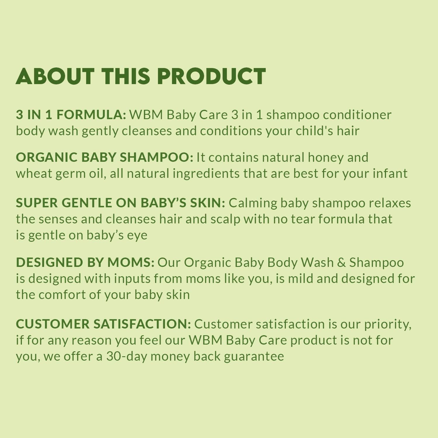 Care 3 en 1 Baby Shampoo, enriquecido con miel, germen de trigo y aceite de oliva orgánico, nutre el cabello del bebé con una fórmula suave y sin