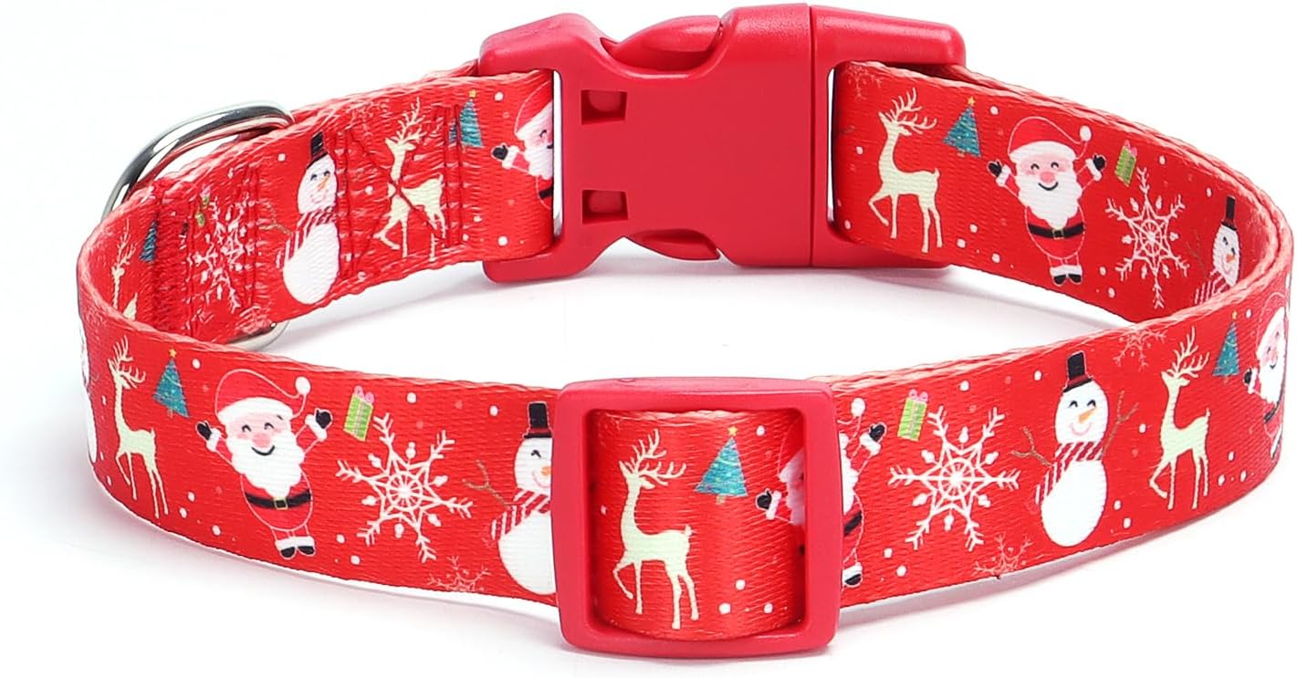 Collares para perros pequeños, pequeños, medianos y grandes (rojo Navidad, L circunferencia de 15-23.2 pulgadas, 1 pulgada de ancho 1 unidad)