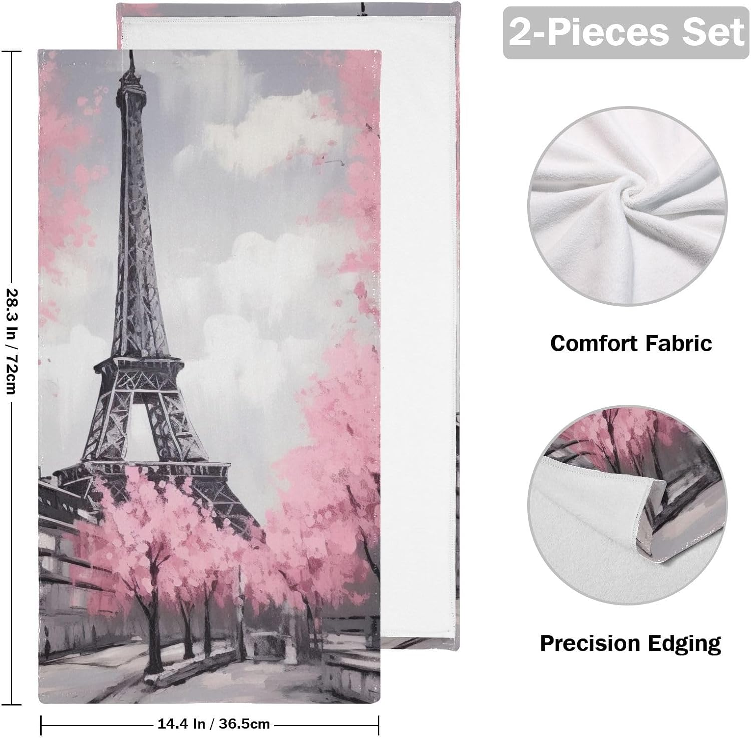 Kigai Pink Paris Tower – Juego de 2 toallas de mano suaves y absorbentes, toallas decorativas para baño, spa, gimnasio, 28 x 14 pulgadas