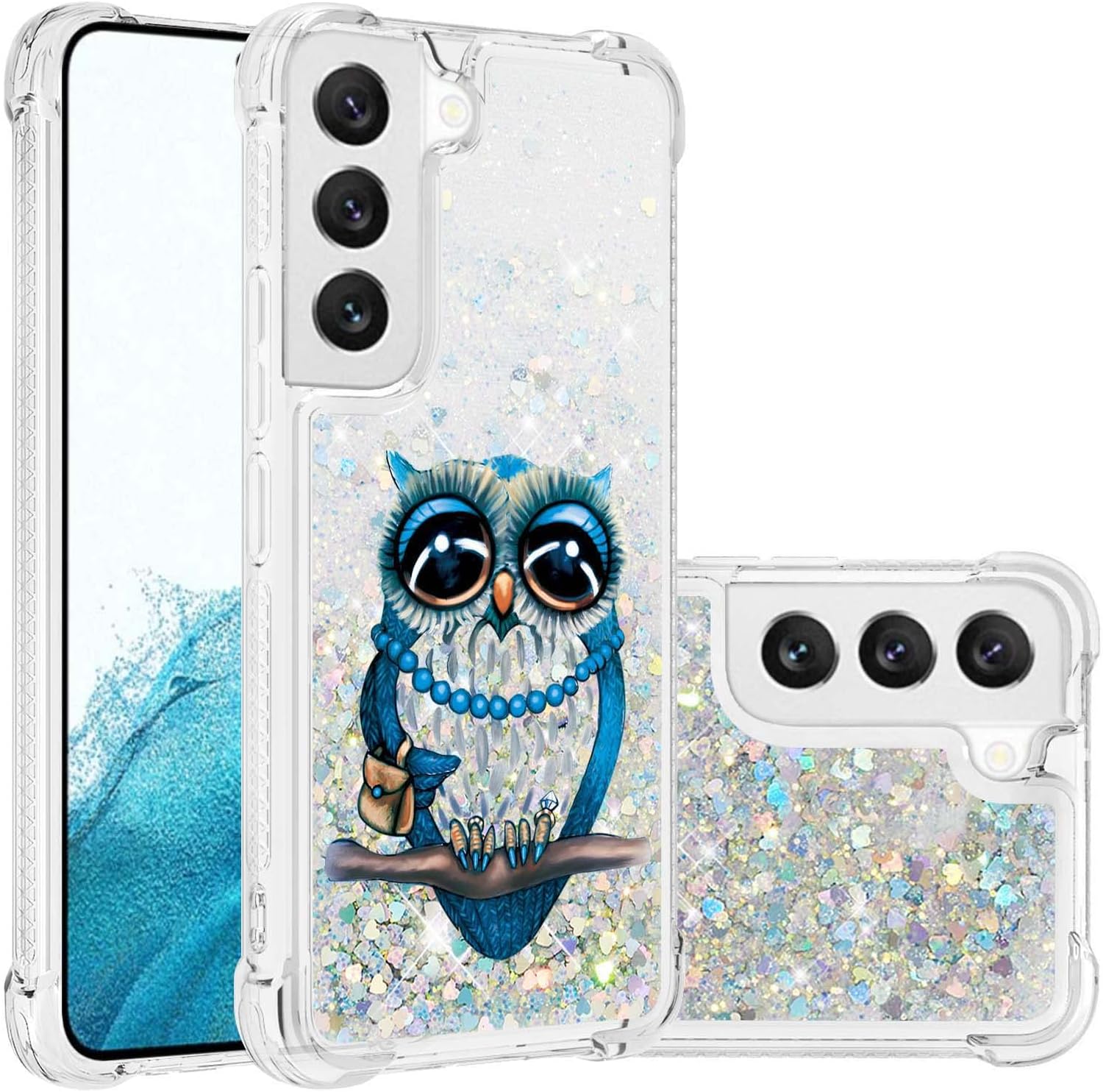 Funda brillante para Samsung S23 Plus con purpurina brillante, ajuste delgado, a prueba de golpes, protector femenino para mujer, transparente, para