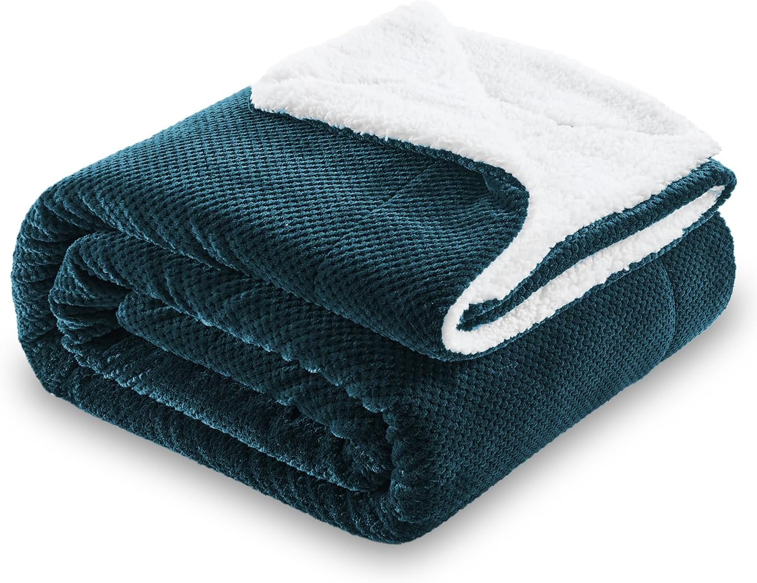 SOCHOW – Manta de lana punto gofre Sherpa, super suave mullida y cálida, manta de lana ligera y reversible para la cama, y el sofacama, 60 x 80