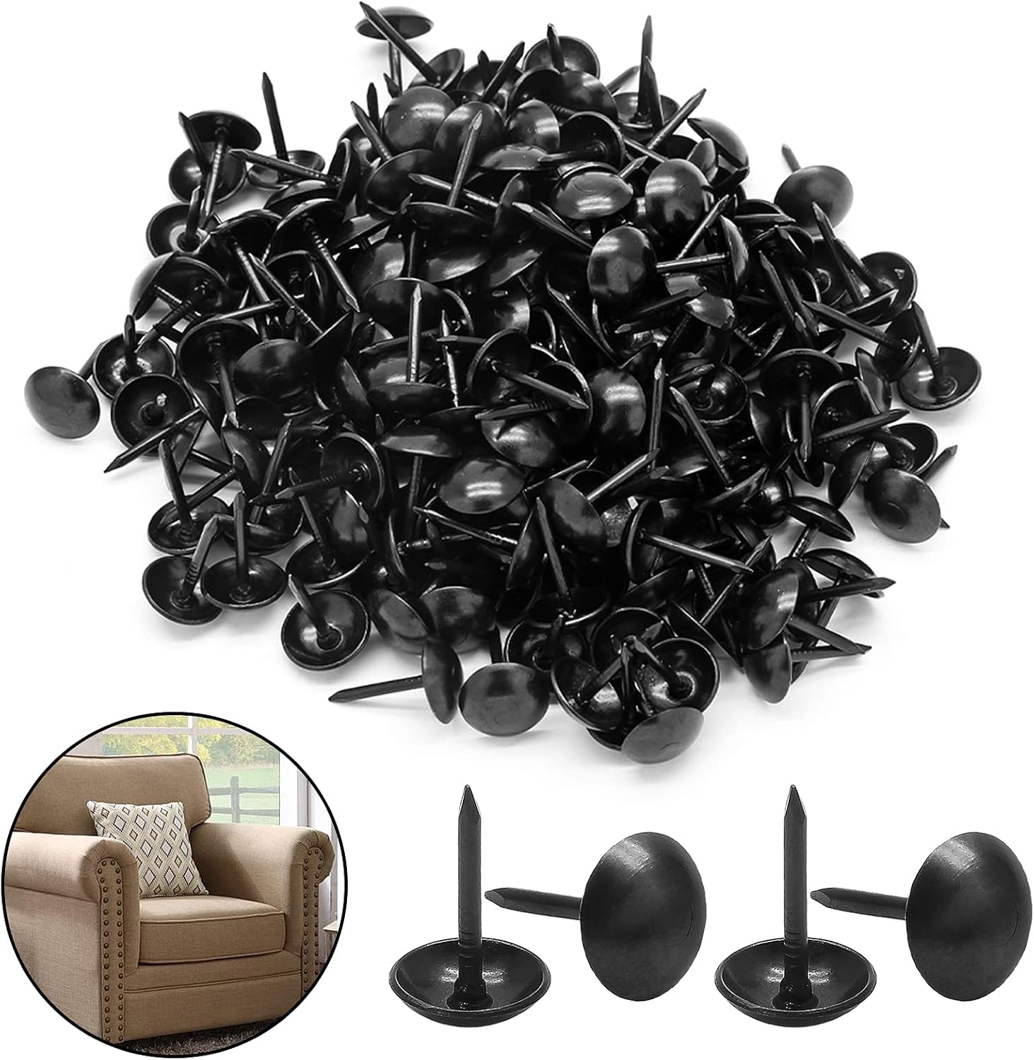 200 tachuelas decorativas de metal para el pulgar, tachuelas vintage de 27 x 12 pulgadas, tachuelas de tapicería resistentes para sofá, muebles,
