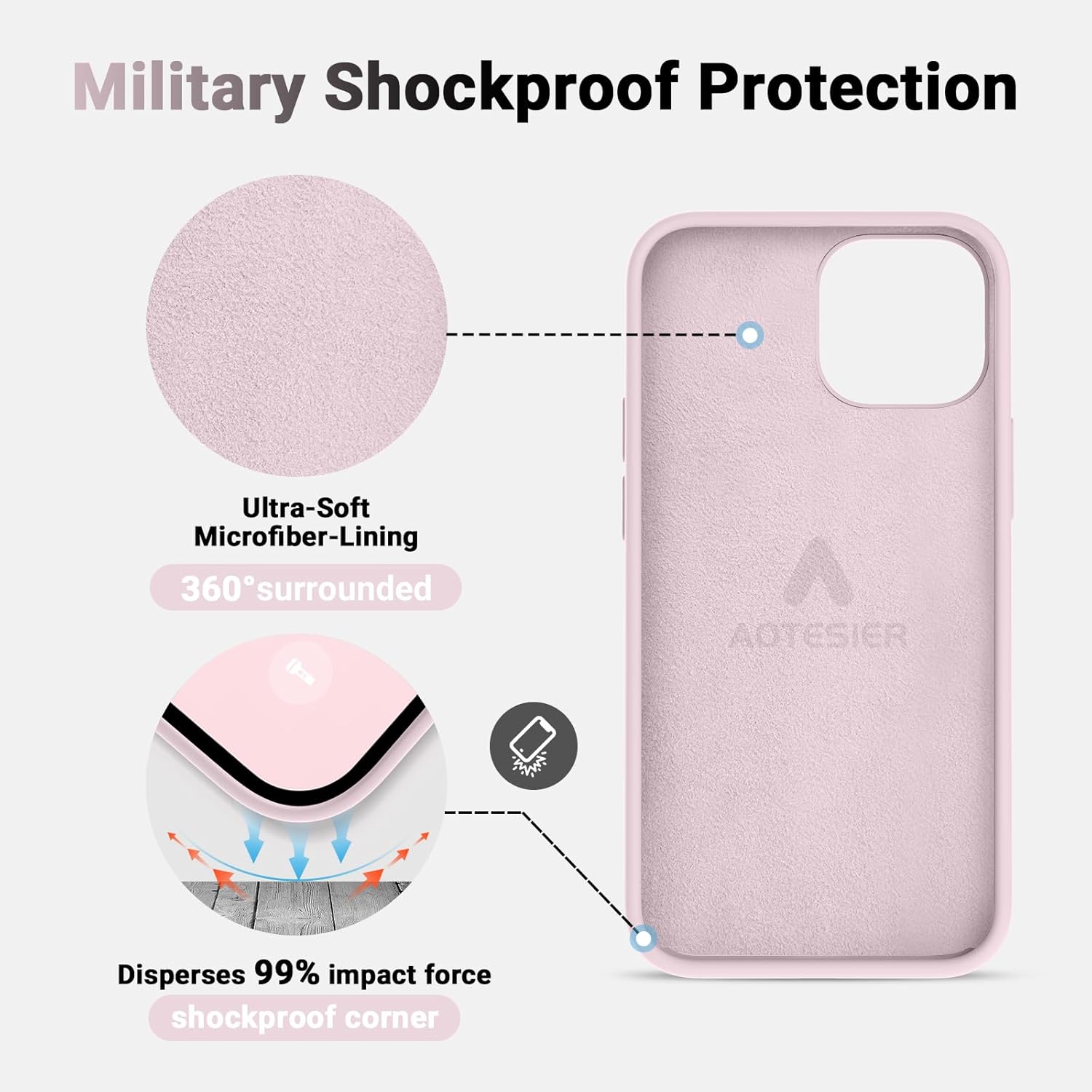 AOTESIER Funda diseñada a prueba de golpes para iPhone 13 Mini, funda de silicona líquida con forro de microfibra suave antiarañazos, protección