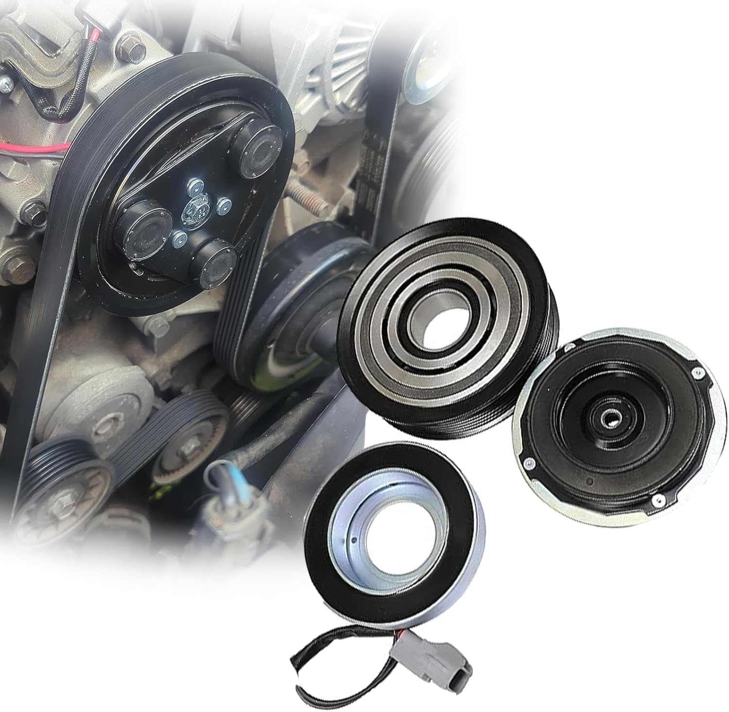 Kit de reparación del conjunto del embrague del compresor de CA compatible con Dodge Ram 1500 5.7L 2014 2015 2016 2017 2018# AIG380-CL 68140664AC