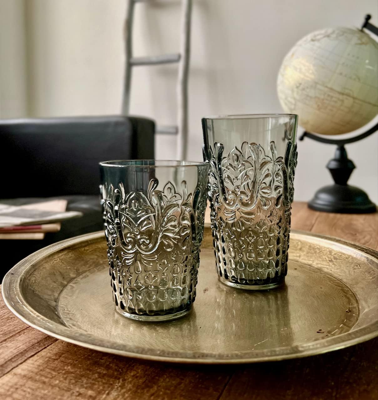 BLOIS- Juego de 8 vasos acrílicos de 15.2 y 20.5 onzas, vasos de plástico apilables, sin BPA, aptos para lavavajillas, tazas de aspecto vintage,
