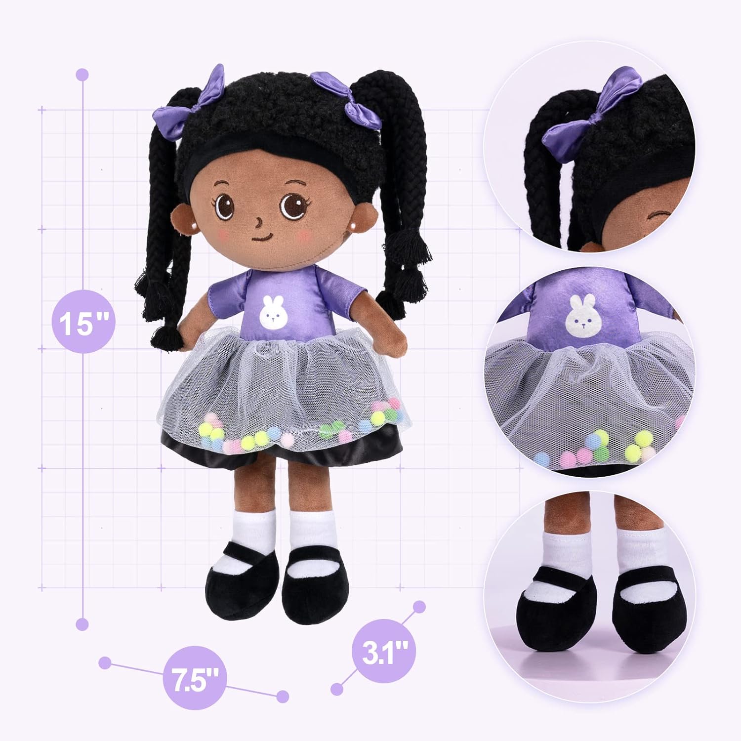 OUOZZZ – Muñeca de bebé suave de 15 pulgadas para niñas, primera muñeca de bebé afroamericana, muñeca de trapo afroamericana para dormir, muñeca