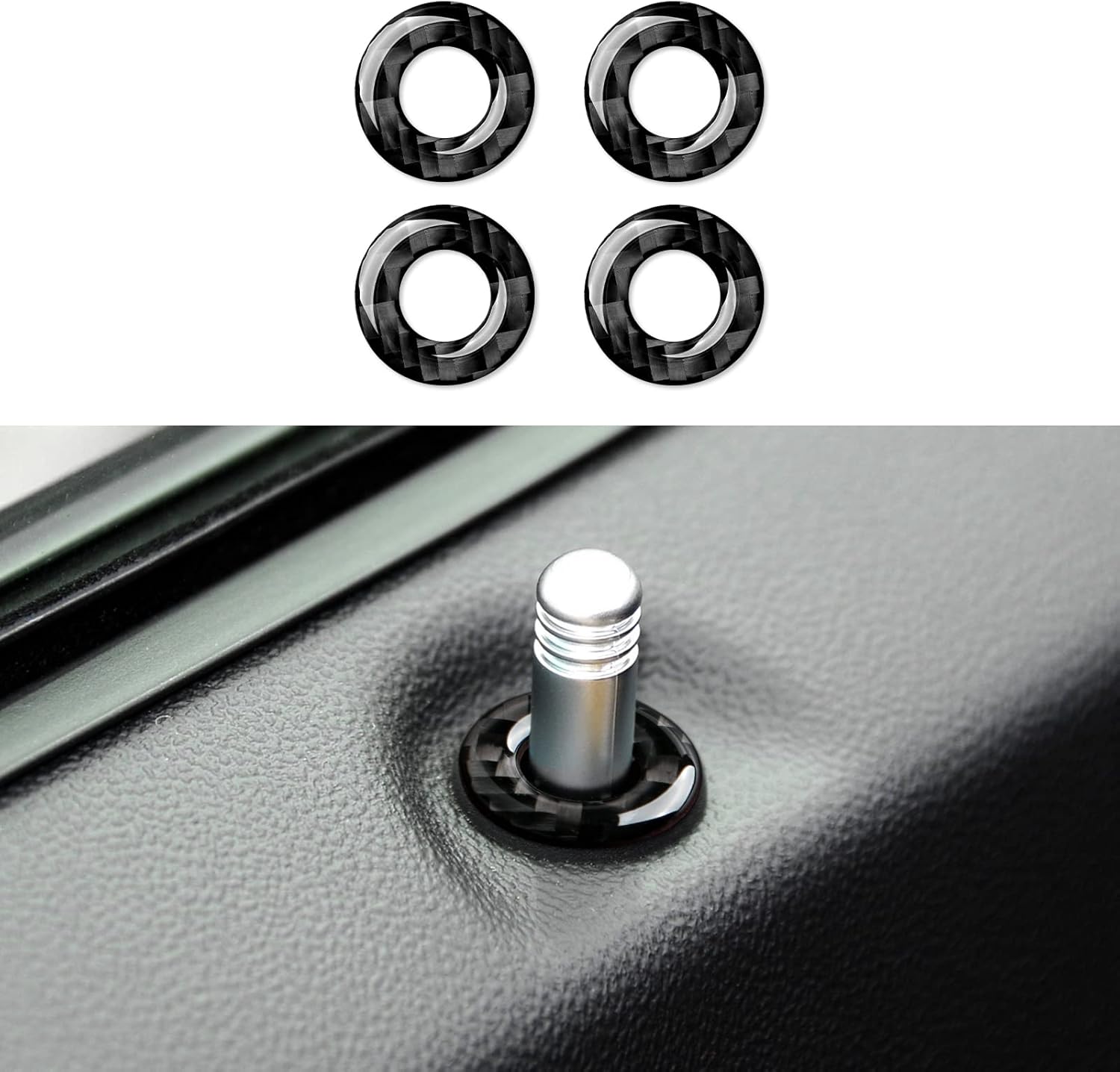 Calcomanías de anillo circular para cerradura de puerta de coche, 4 unidades, para Dodge Challenger 2008-2014, accesorios de fibra de carbono,