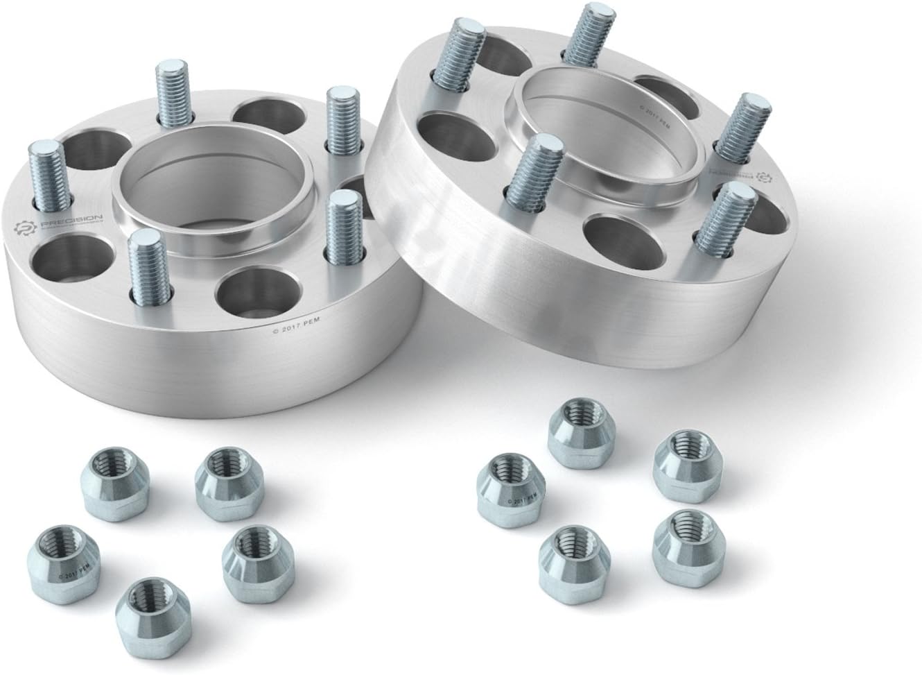 2 separadores de rueda  Patrón de pernos de 5 X 114.3 mm – 64.1 mm de diámetro., Plateado
