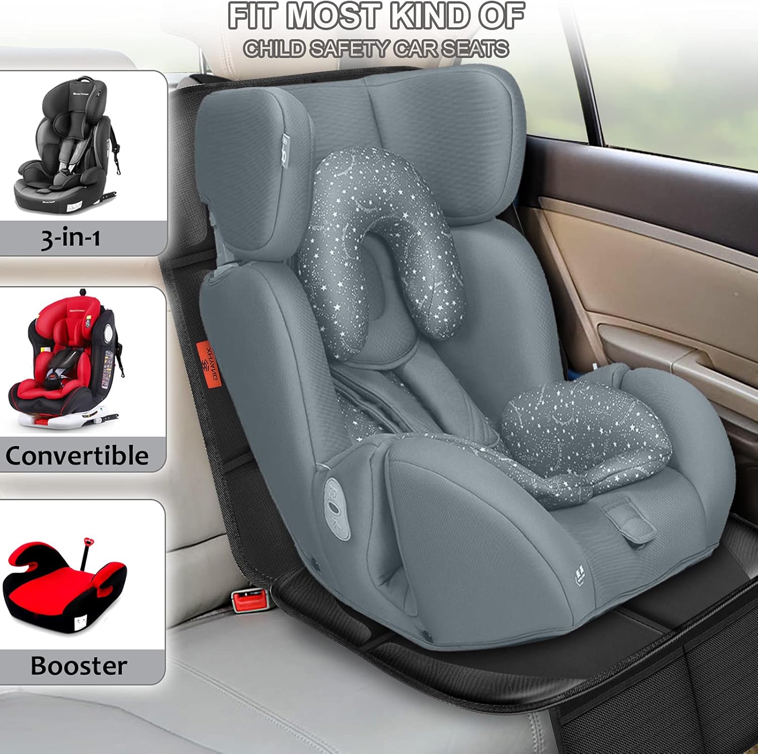 XHYANG Protector de asiento de automóvil, protectores de asiento de automóvil para bebé, impermeable y duradero, tela 600D para niños, funda para