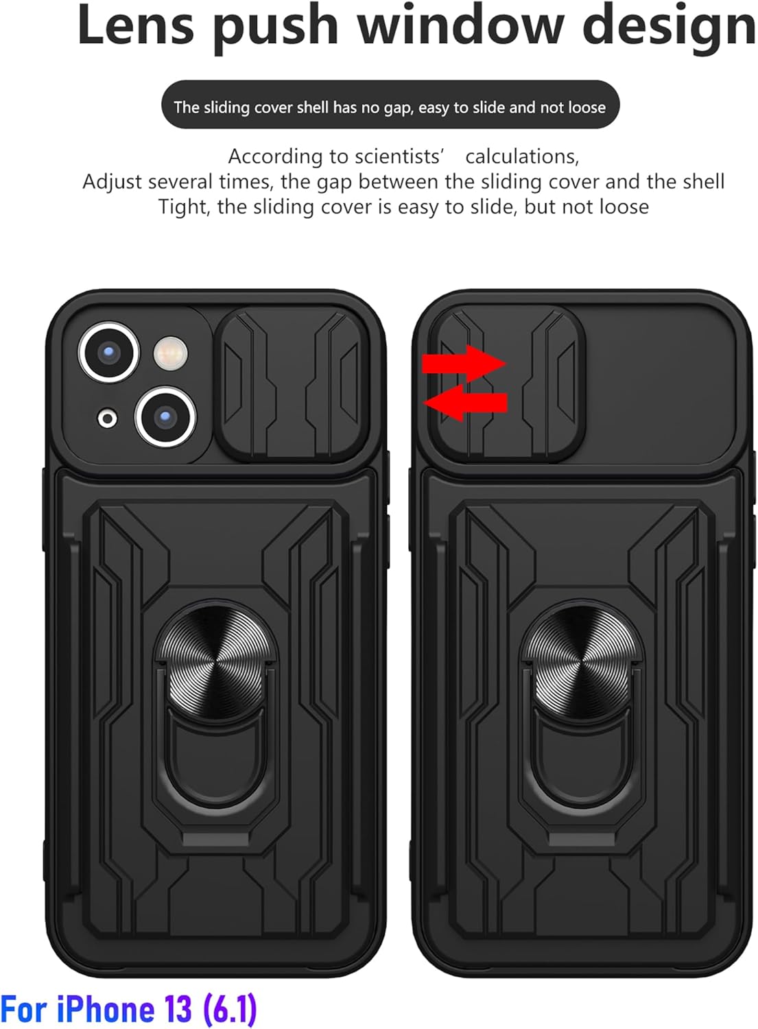 LMDAMZ Funda tipo cartera para iPhone 13, ranura para tarjeta de crédito, diseño portátil, resistente de doble capa acolchada de goma protectora