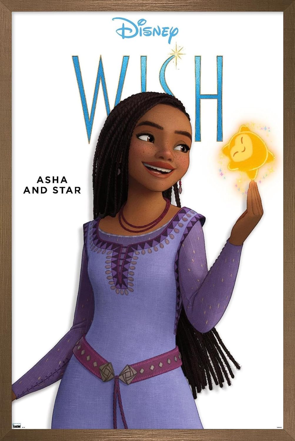Trends International Disney Wish – Póster de pared Asha Feature Series, 22.37 x 34.00 pulgadas, versión enmarcada en bronce