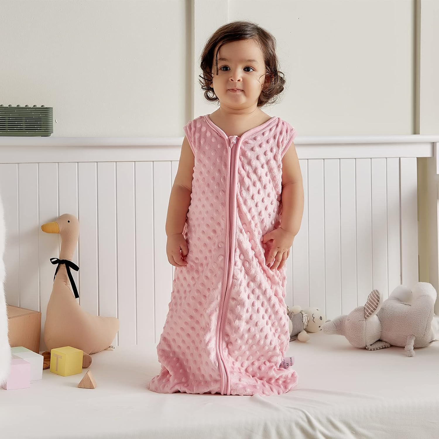 DaysU Saco de dormir para bebé con puntos calmantes TOG 2.5, manta sin mangas para bebé de 12 a 18 meses con cremallera de 2 vías, saco de dormir de