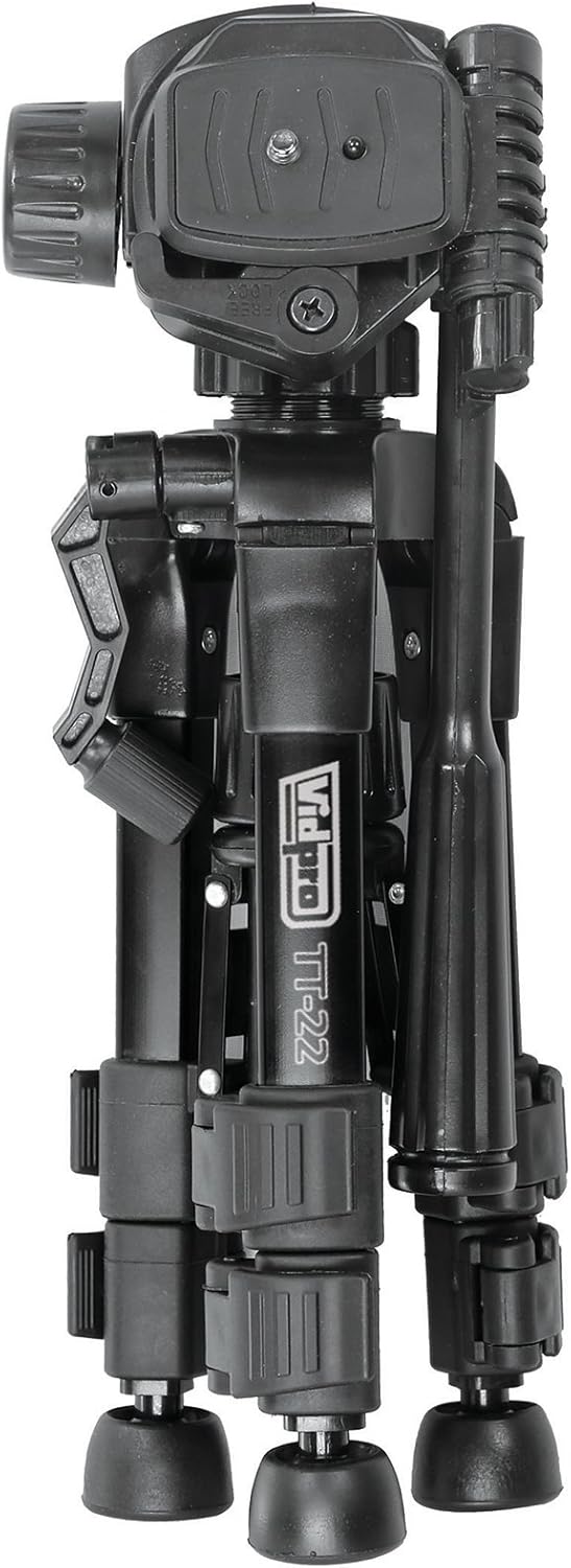 Vidpro TT-22 – Trípode y estuche macro de mesa de 22 pulgadas de 3 vías con cabeza inclinable y panorámica