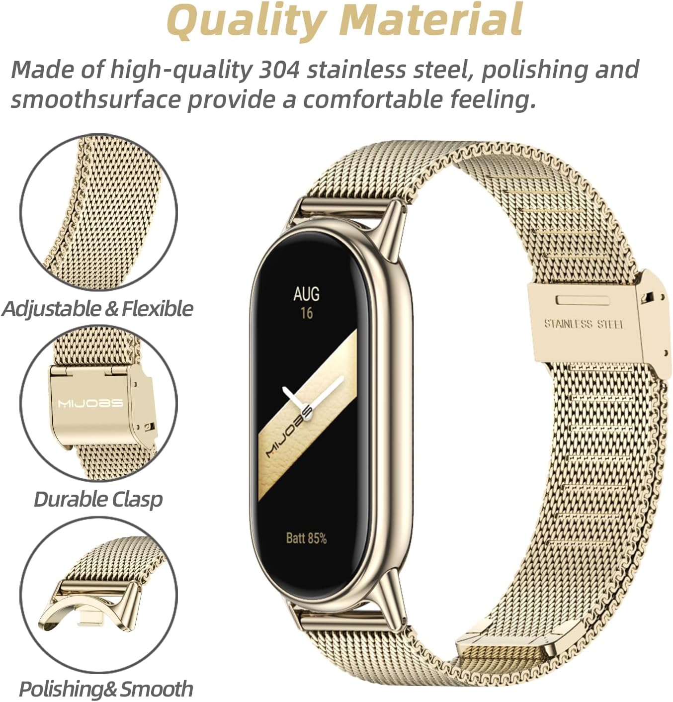 MIJOBS Correa para Xiaomi Mi Band 8Mi Band 9 Correa de repuesto transpirable para Mi Fit Band 98 SmartWatch Straps Pulsera Pulsera para Mujeres
