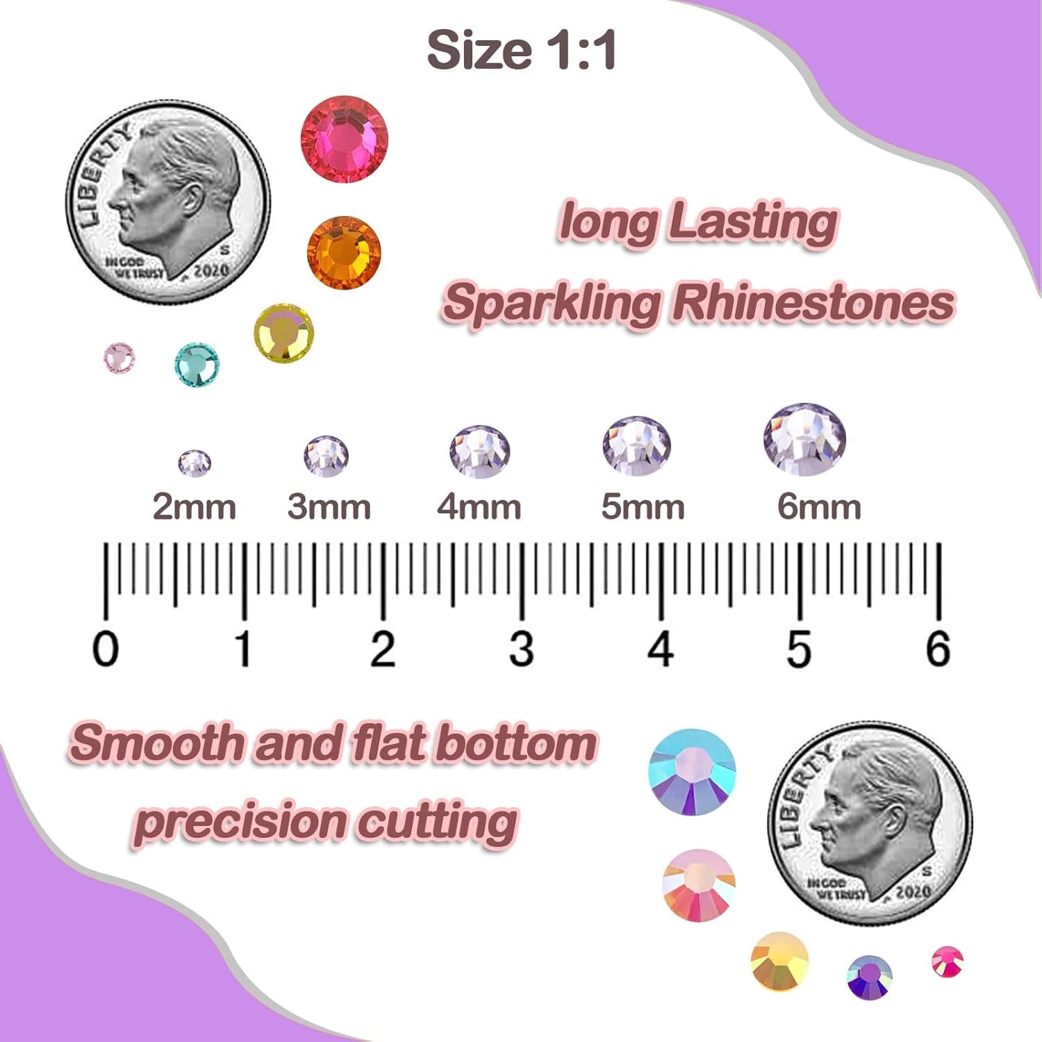Sukiiy 3000 diamantes de imitación de resina de 0.197 in con parte trasera plana para manualidades, diamantes de imitación de amatista teniente para