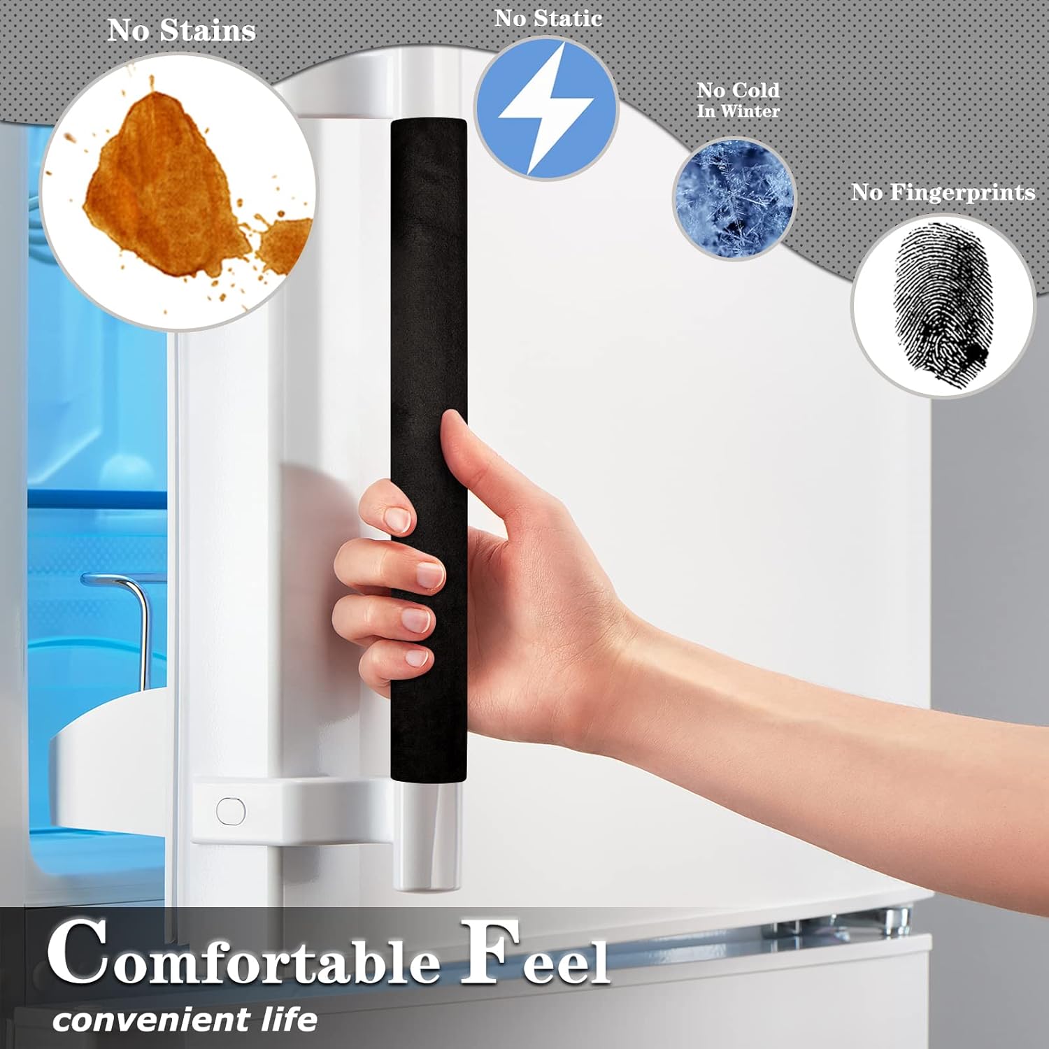 Fundas para manijas de puerta de refrigerador, tela lavable, decoración de cocina, mantiene el electrodoméstico limpio, antiestáticas, para nevera,