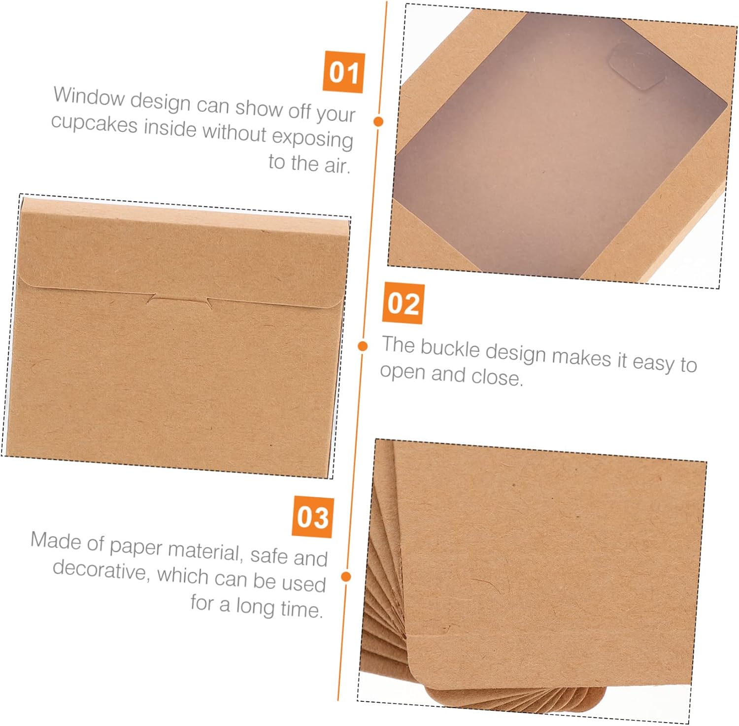 Mobestech Caja de regalo de papel Kraft Cajas de regalo Kraft Cajas de galletas Contenedor de comida para bebés Contenedores de comida de papel