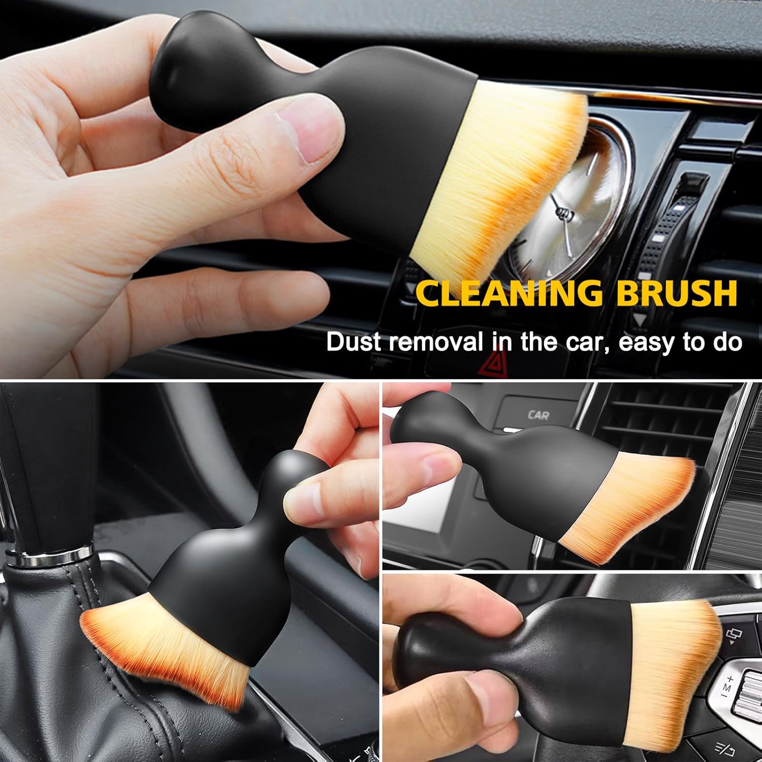 TUTUDOW 3 cepillos de polvo para interior del automóvil, cepillo para detallar el automóvil, cerdas suaves, herramienta para limpiar paneles (1
