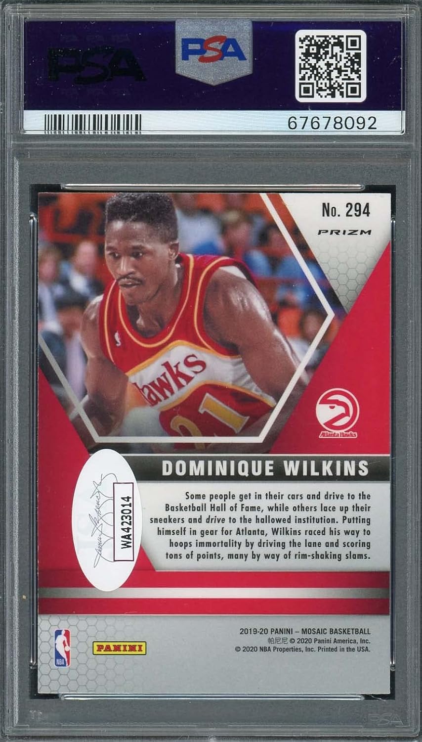 Dominique Wilkins 2019 Panini Mosaic Gold Wave Signed Card #294 Auto PSA
