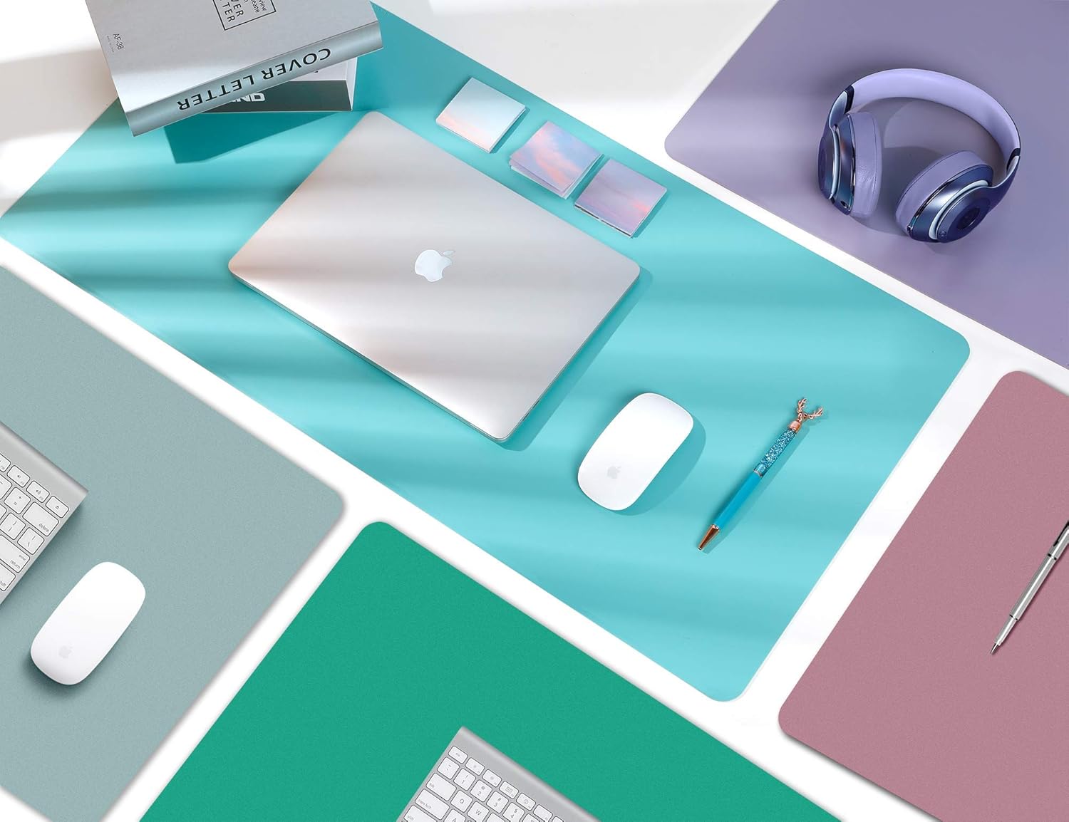 Protector de piel para escritorio, antideslizante, de piel sintética, tapete para mouse, cubierta para escritorio de oficina, tapete de escritorio