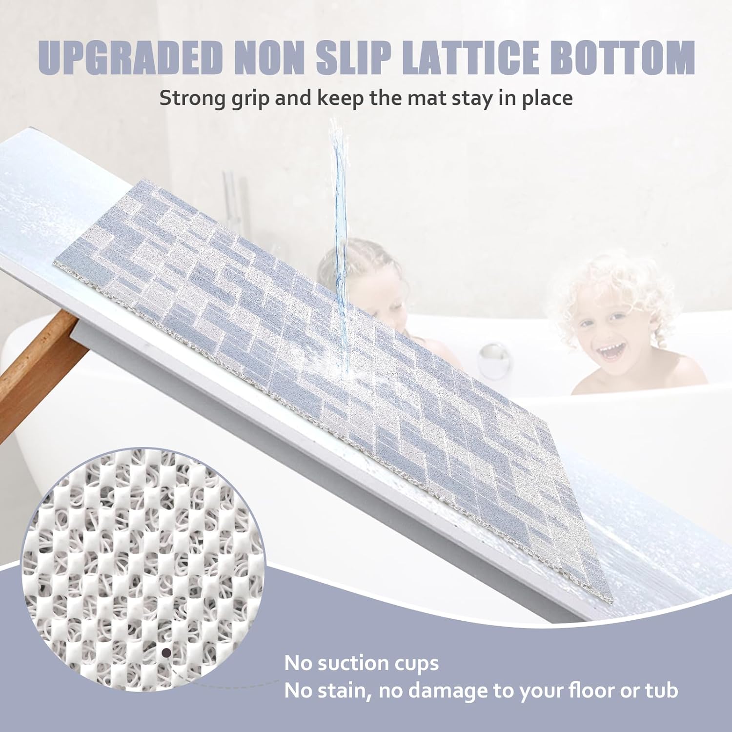 Tapete de ducha cuadrado de 32 x 32 pulgadas, antideslizante para ducha interior, tapete de ducha para personas mayores, tapete de masaje de pies