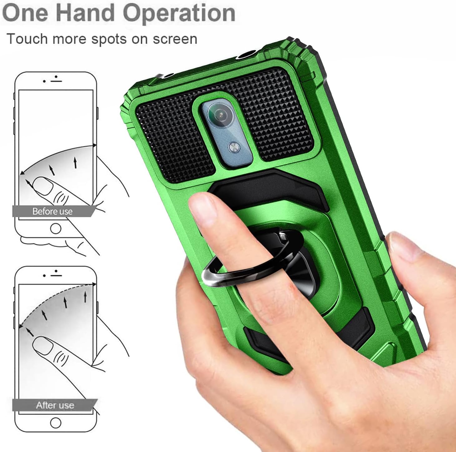 NZND Funda para AT&T Calypso (U318AA)Cricket Vision 3 con protector de pantalla de vidrio templado, protección de cuerpo completo grado militar,
