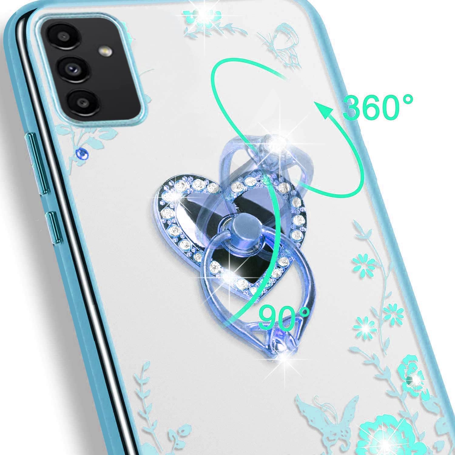 B-wishy Funda para teléfono Samsung Galaxy A13 5G4GA04S, corazón de mariposa con purpurina delgada TPU Bling Diamond Rhinestone lindo para niñas