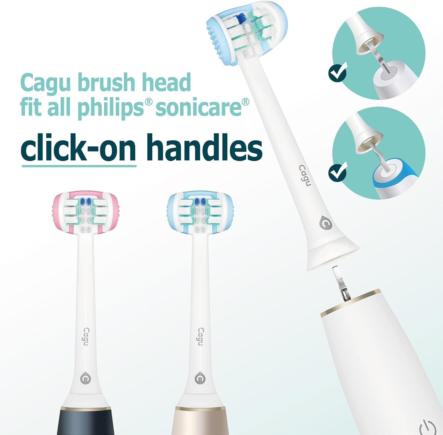 Cabezales de cepillo de dientes de tres caras con cepillo de lengua compatible con cabezal de cepillo de repuesto Philips Sonicare, cabezal de