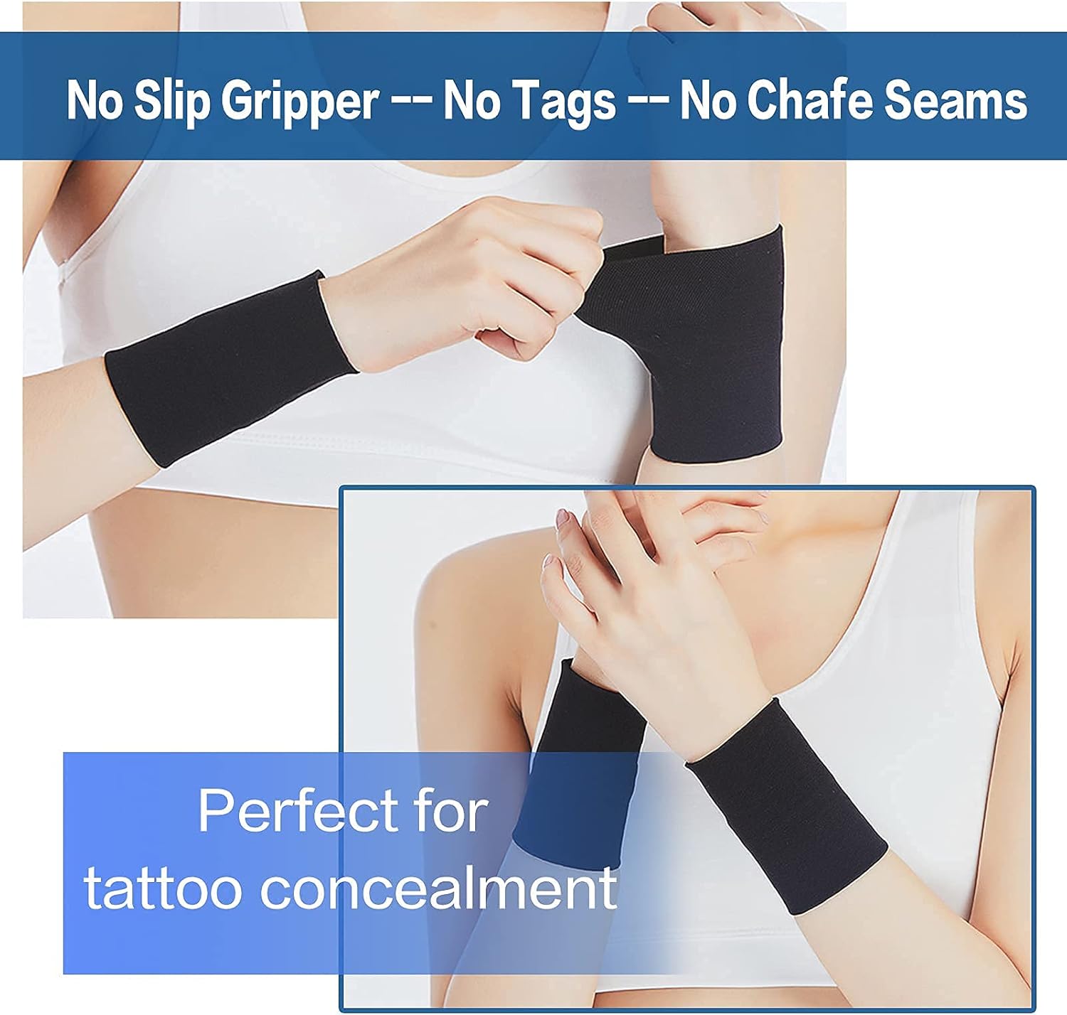 SEXYEYE 2 pares de muñequeras de compresión para hombres y mujeres, muñequeras elásticas para tenis, tendinitis, túnel carpiano, bandas para cubrir