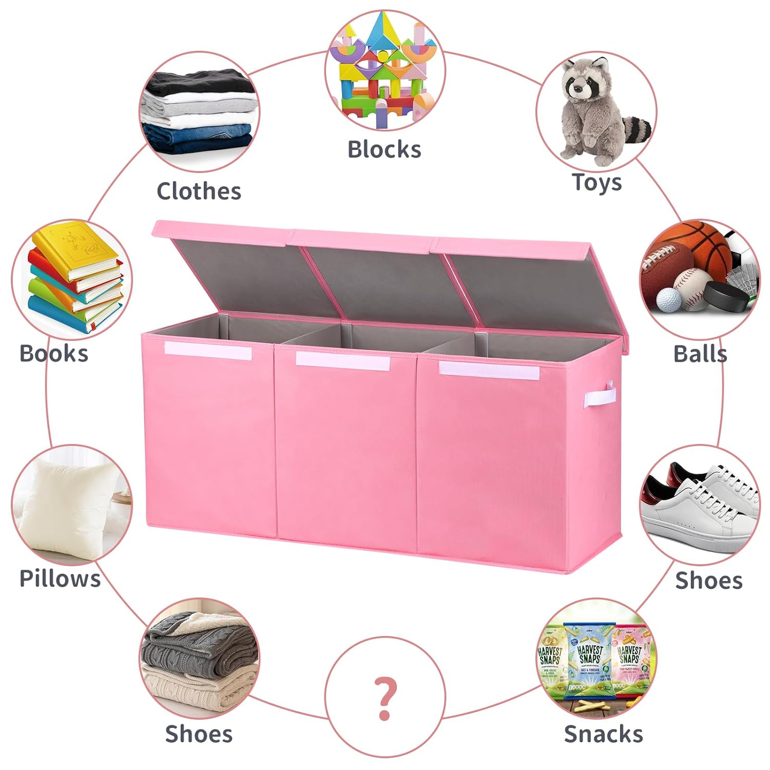 Fixwal Organizador de almacenamiento de juguetes para niñas, caja de juguetes extra grande para niños, divisor plegable y extraíble para guardería,